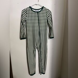 SWEET HONEY Classic Gingham Full Zip Open Foot Pajamas Green White‎ Girl's Sz 12